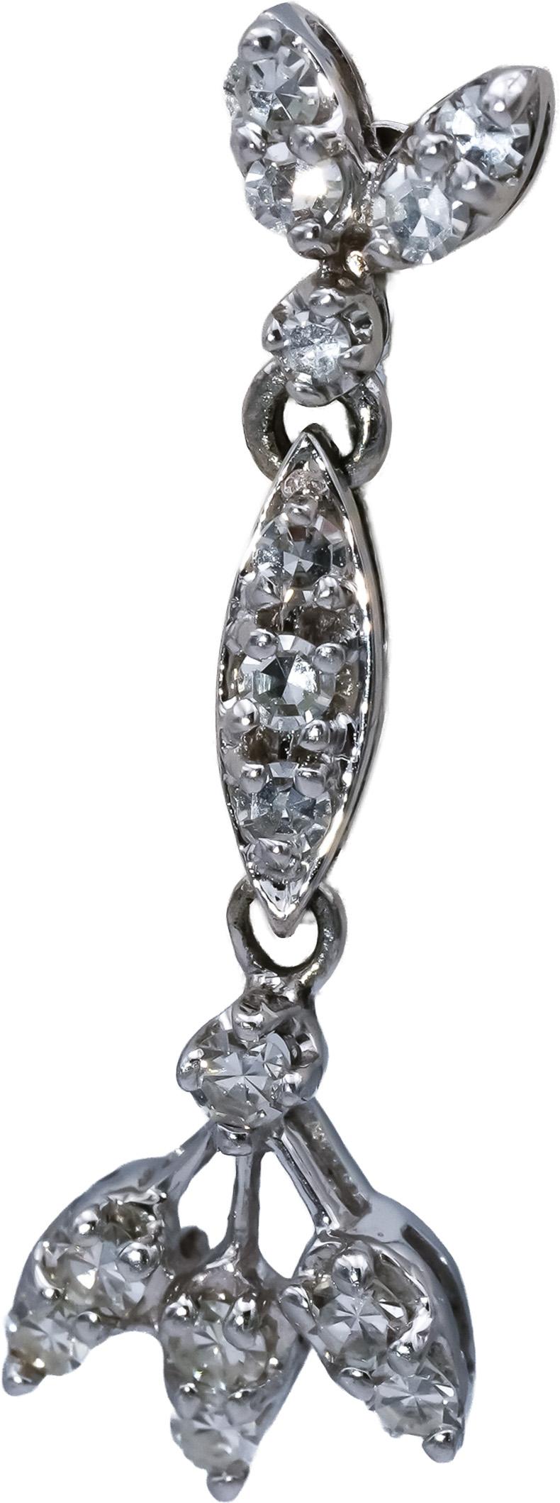 Antique 14k White Gold VS Single Cut Diamond Drop Dangle Earrings 0.60CT