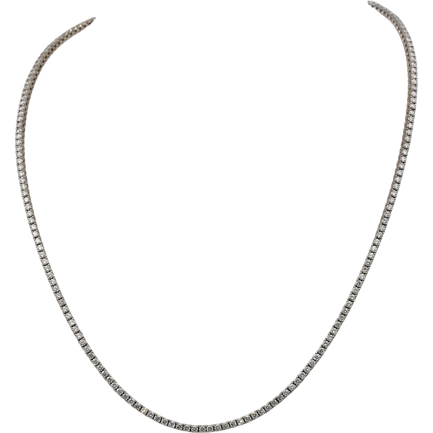 14k White Gold VS Round Diamond Tennis Necklace 5.32CT 217 Pieces