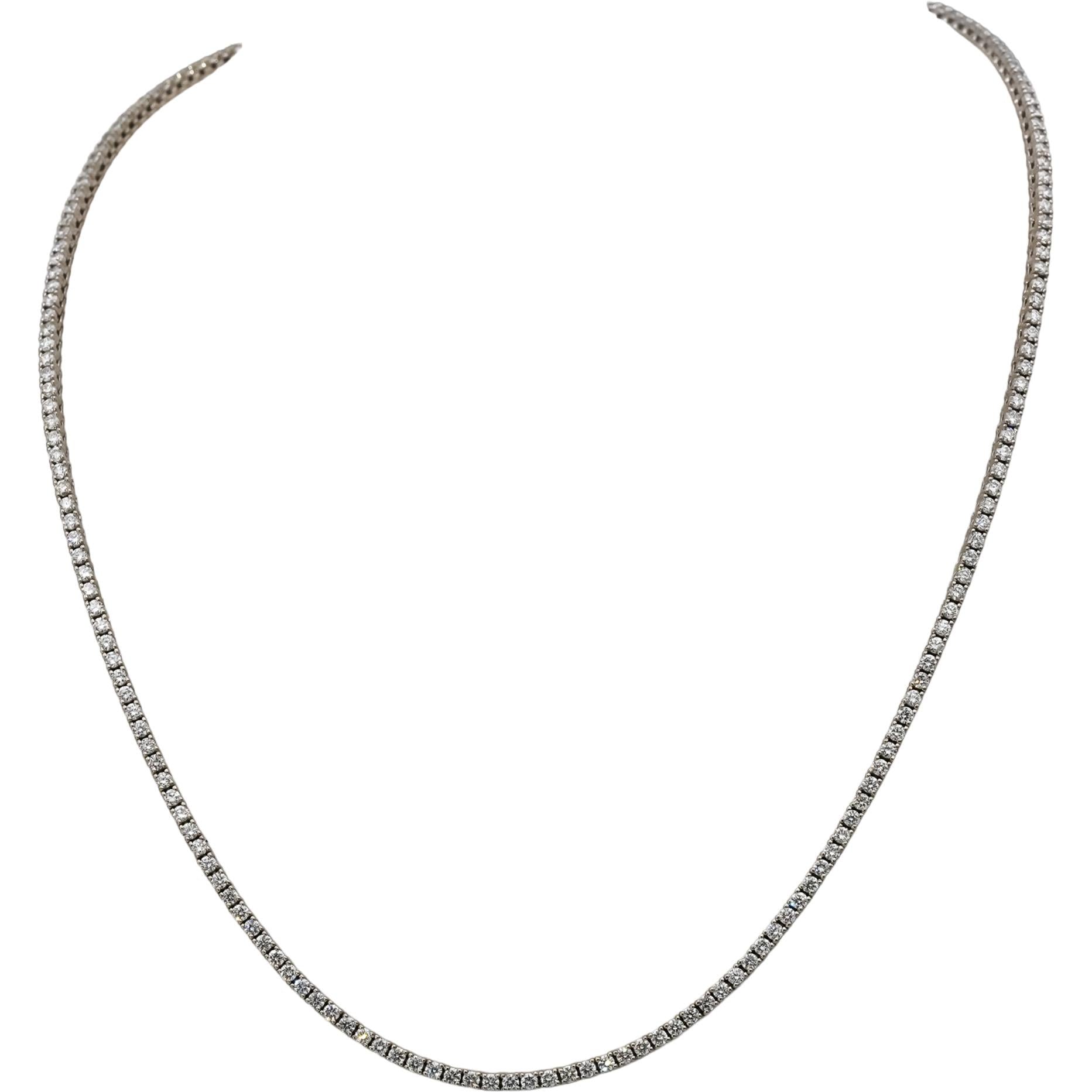 14k White Gold VS Round Diamond Tennis Necklace 5.32CT 217 Pieces