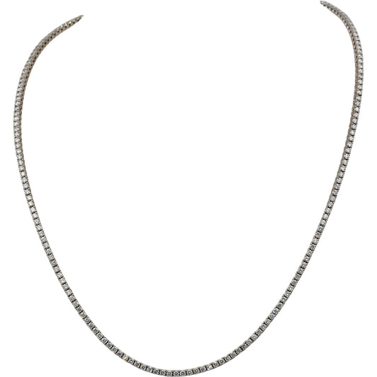 14k White Gold VS Round Diamond Tennis Necklace 5.32CT 217 Pieces