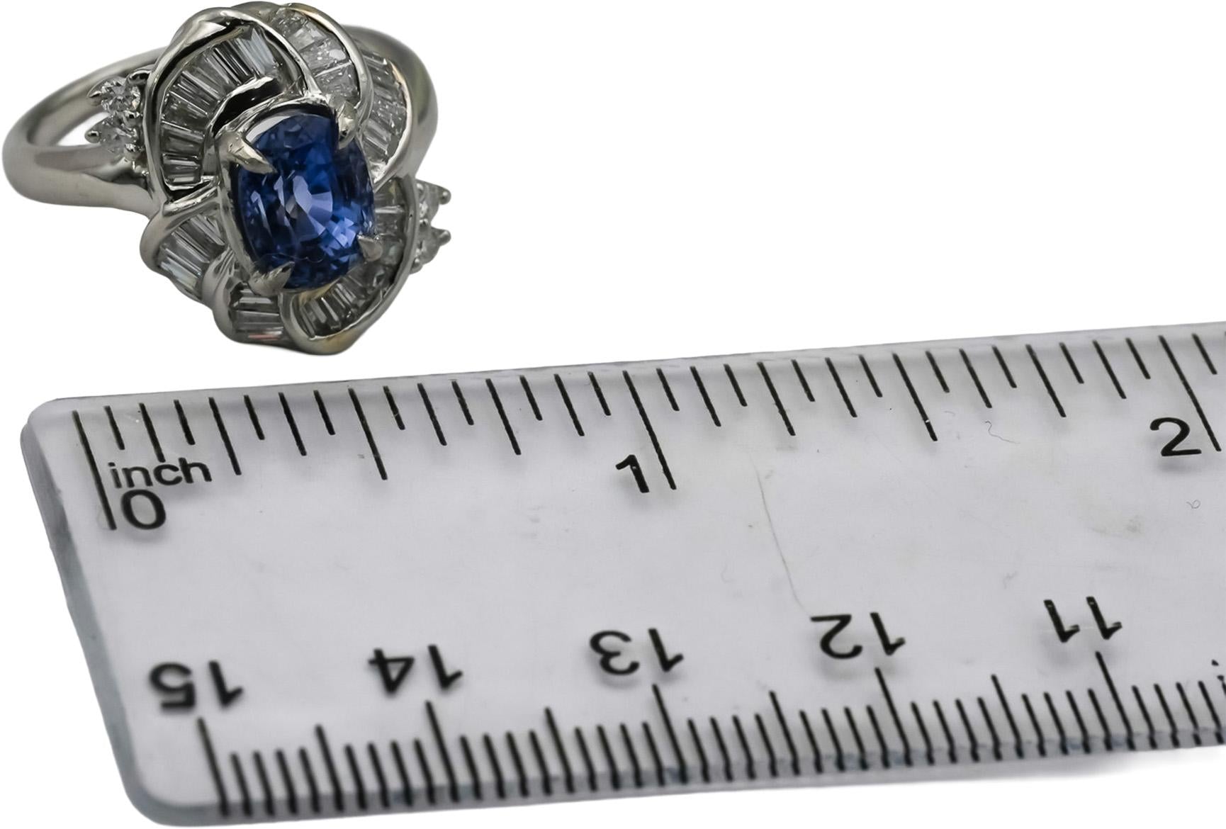 GIA Certified Platinum No Heat Madagascar Sapphire and Diamond Ring 3.62CT