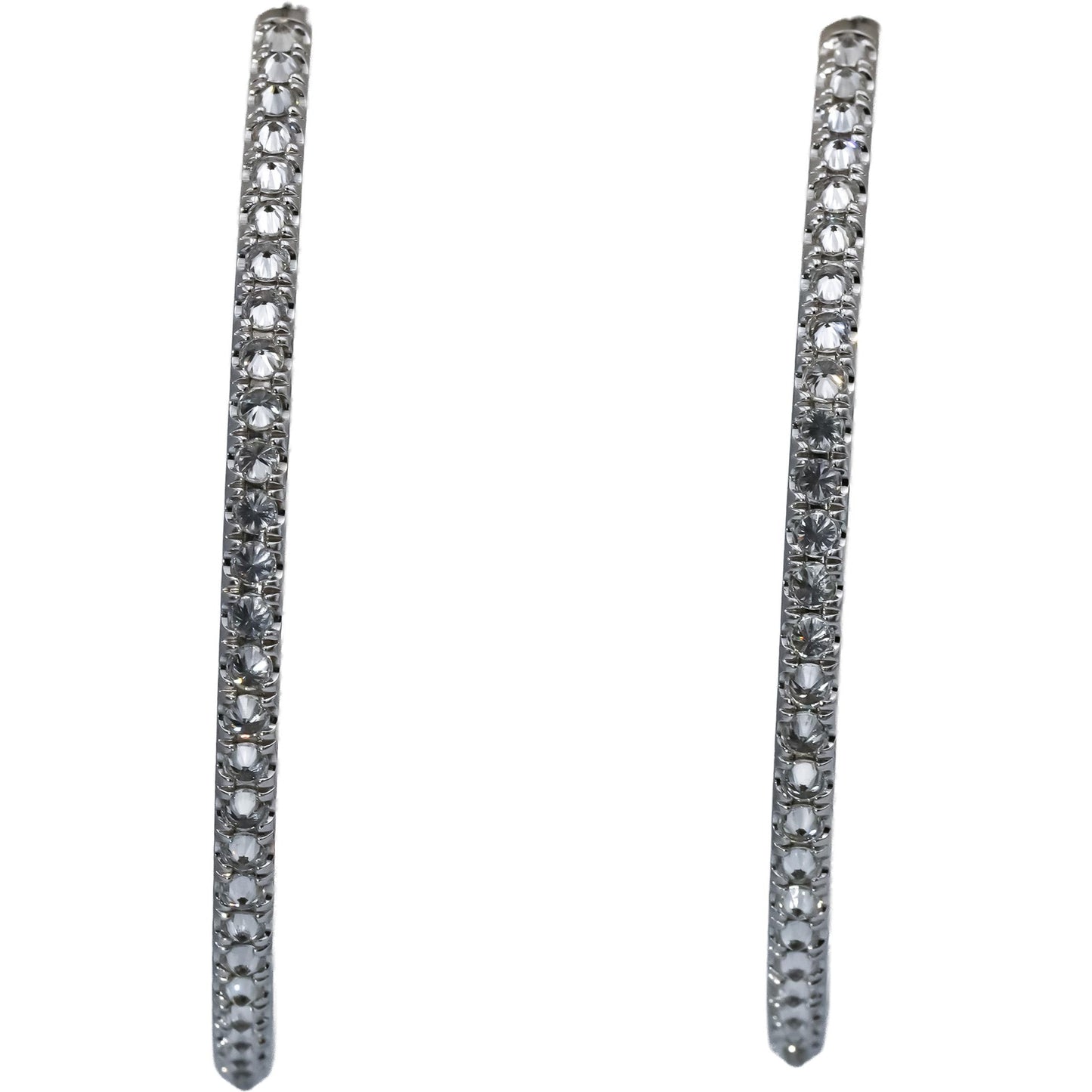 DAVID YURMAN 18k White Gold Diamond Reverse Set Inside Out Hoop Earrings 3.0CT