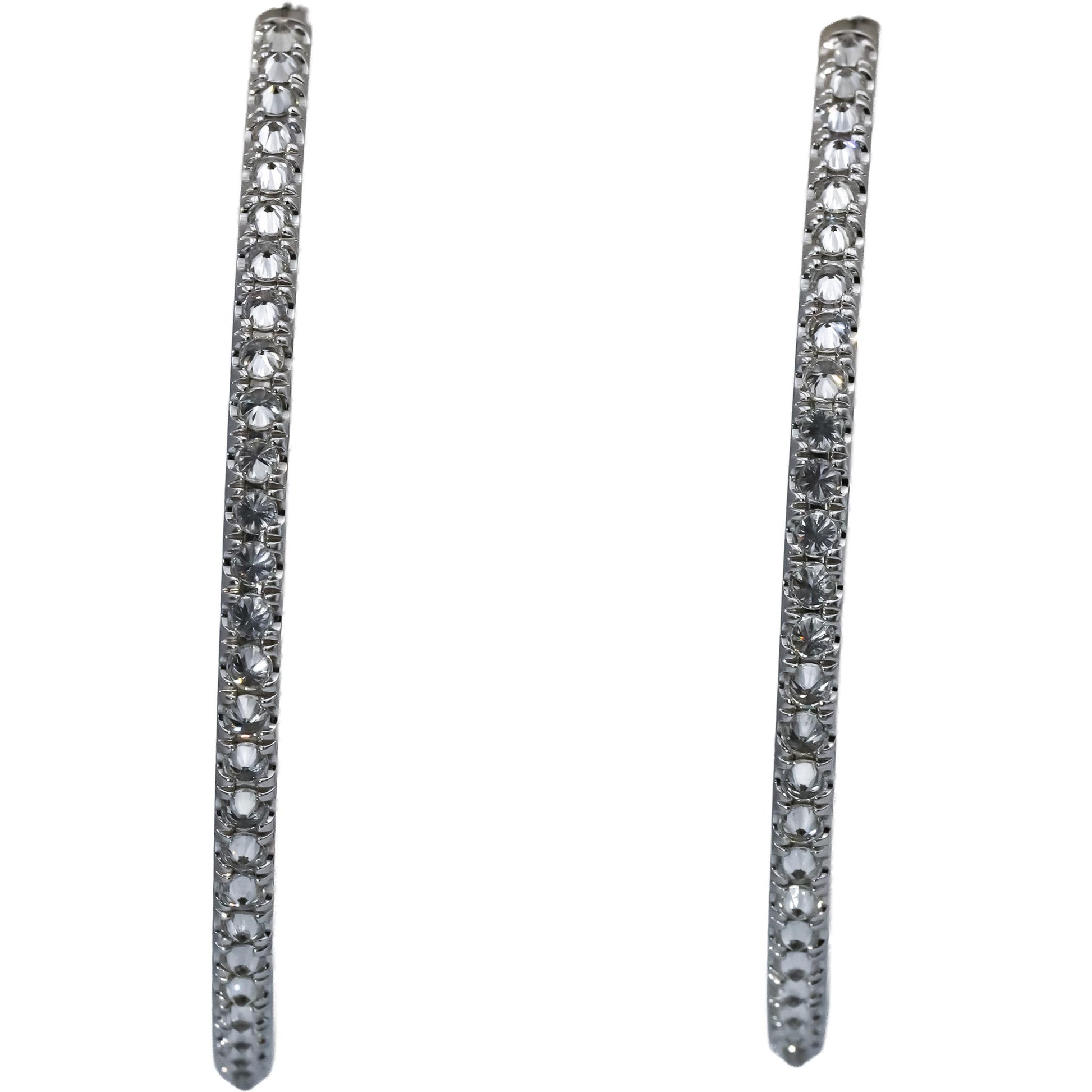 DAVID YURMAN 18k White Gold Diamond Reverse Set Inside Out Hoop Earrings 3.0CT