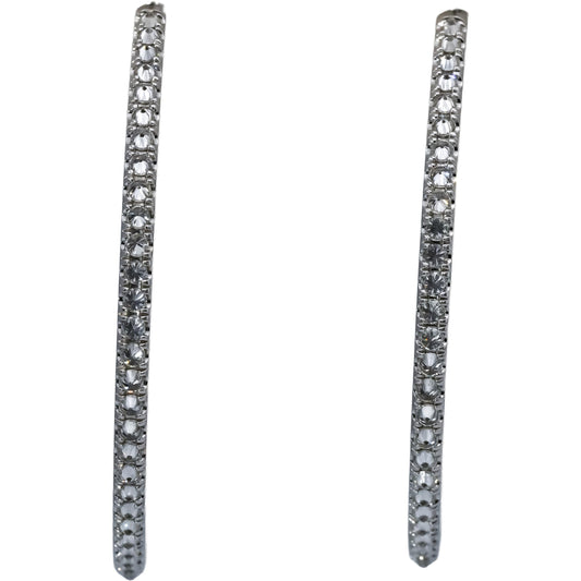 DAVID YURMAN 18k White Gold Diamond Reverse Set Inside Out Hoop Earrings 3.0CT