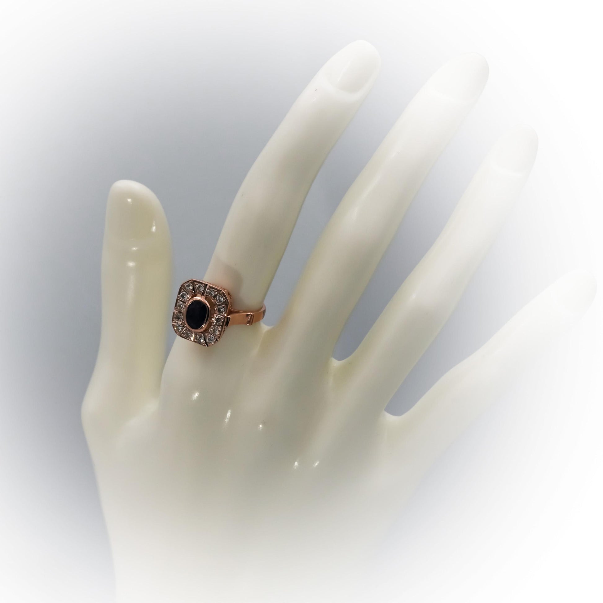 14k Rose Gold Diamond and Sapphire Cocktail Ring 0.92CT Size 5.75