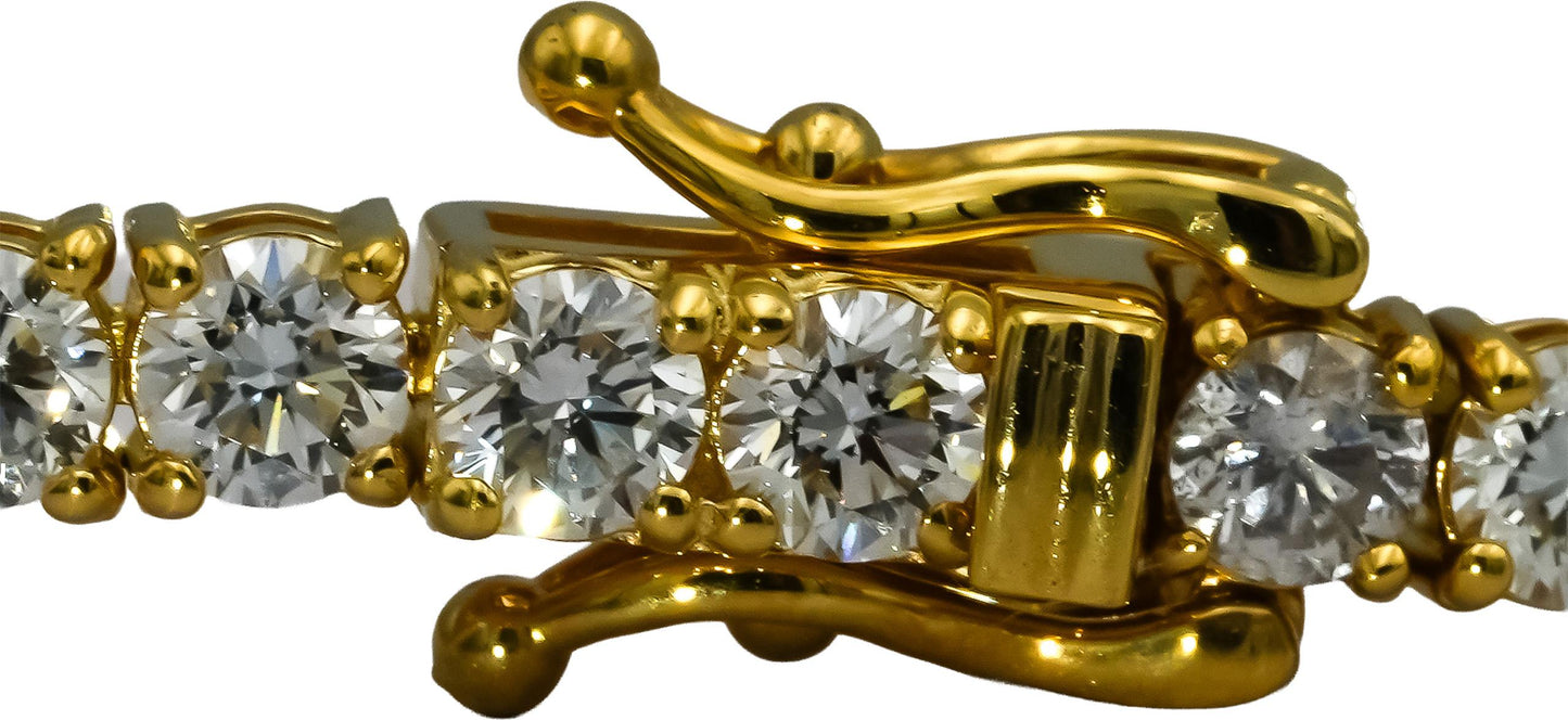 14k Yellow Gold VS Round Diamond Tennis Bracelet 7.03CT 52 Pieces