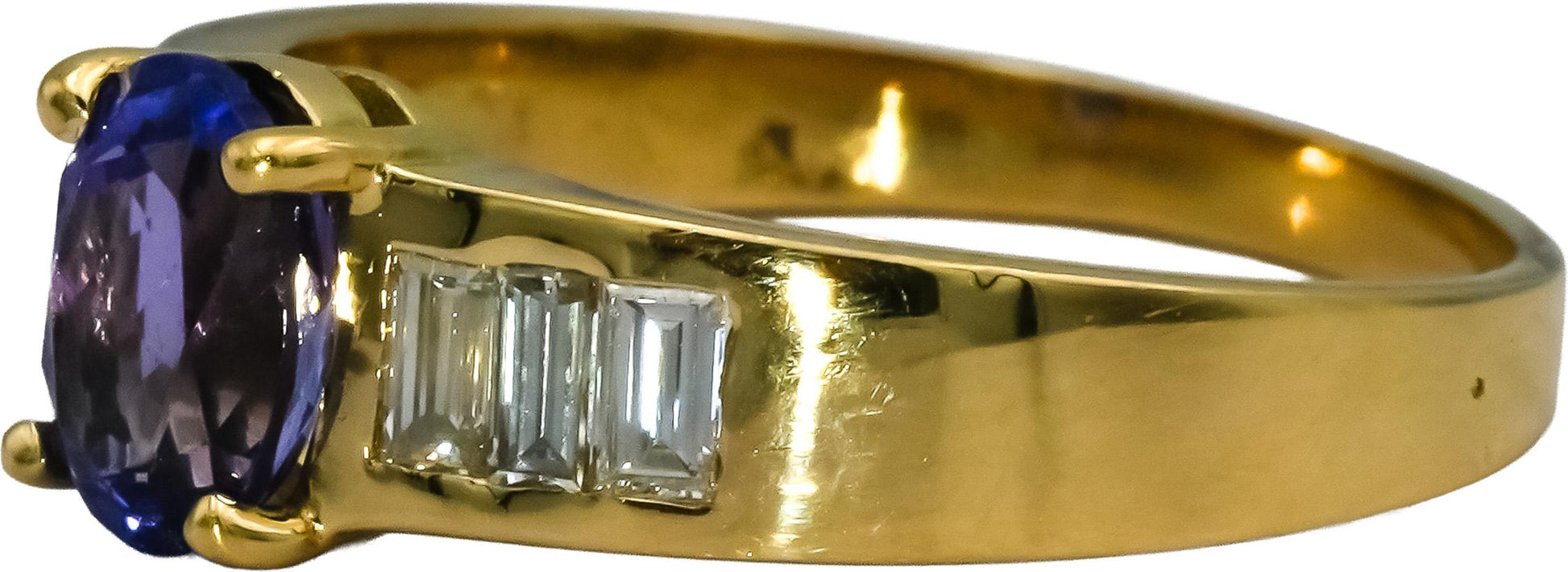 18k Yellow Gold VS Diamond and Tanzanite Cocktail Ring 1.89CT Size 9