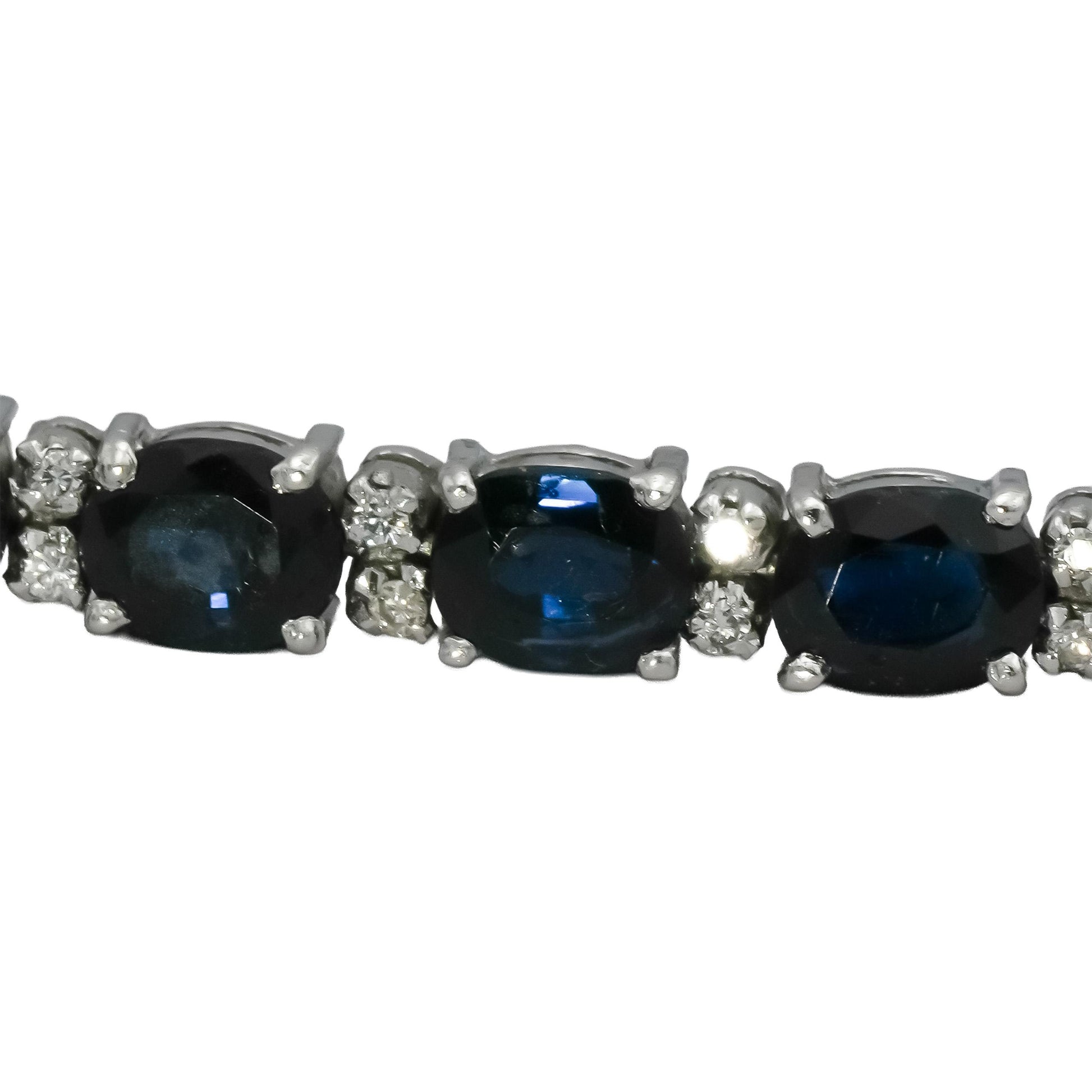 18k White Gold VS Diamond and Blue Sapphire Tennis Bracelet 13.50CT
