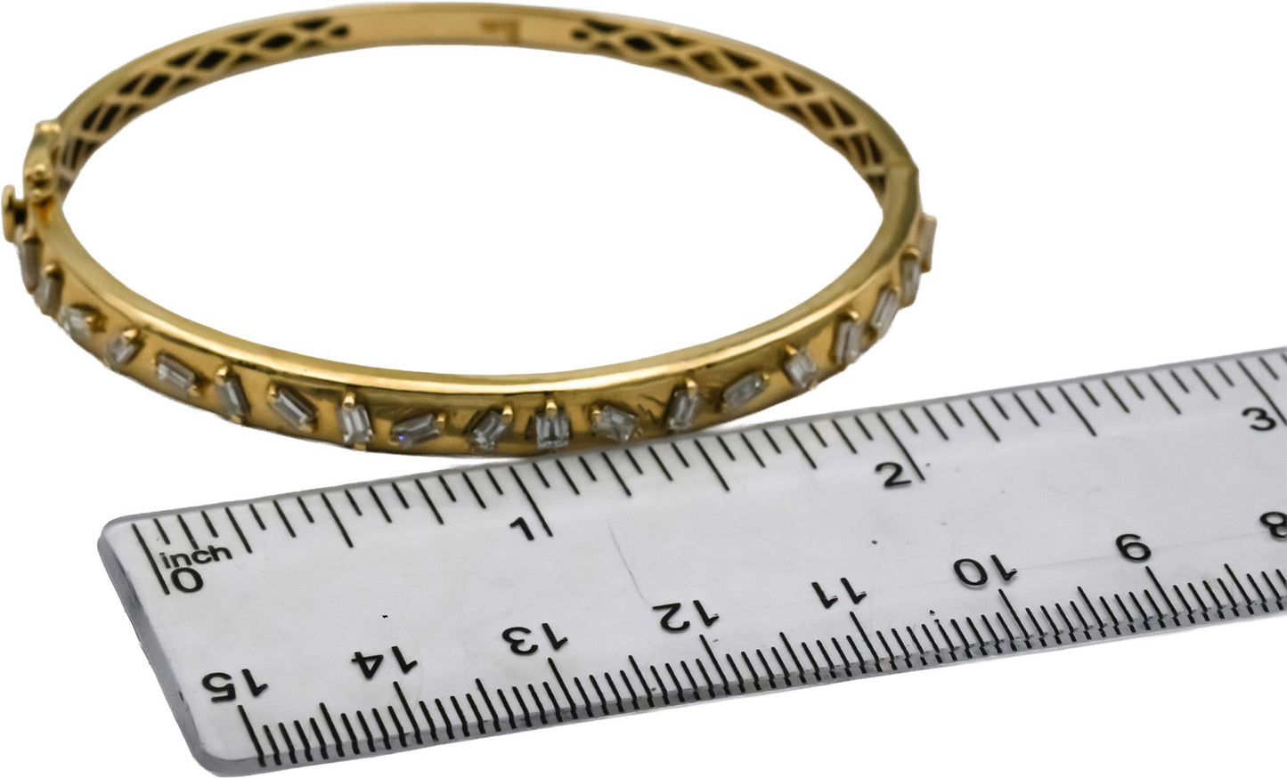 14k Yellow Gold VS Emerald Cut Diamond Bangle Bracelet 1.0CT