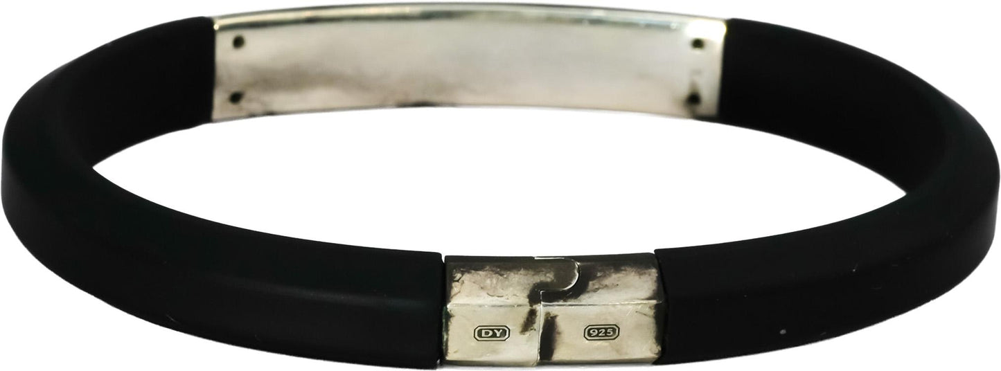 DAVID YURMAN Sterling Silver Pave Diamond Streamline 8mm Rubber Bracelet 1.10CT
