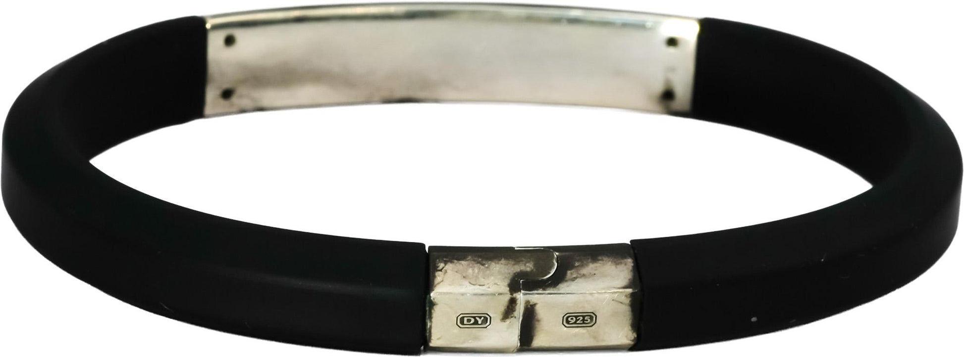 DAVID YURMAN Sterling Silver Pave Diamond Streamline 8mm Rubber Bracelet 1.10CT