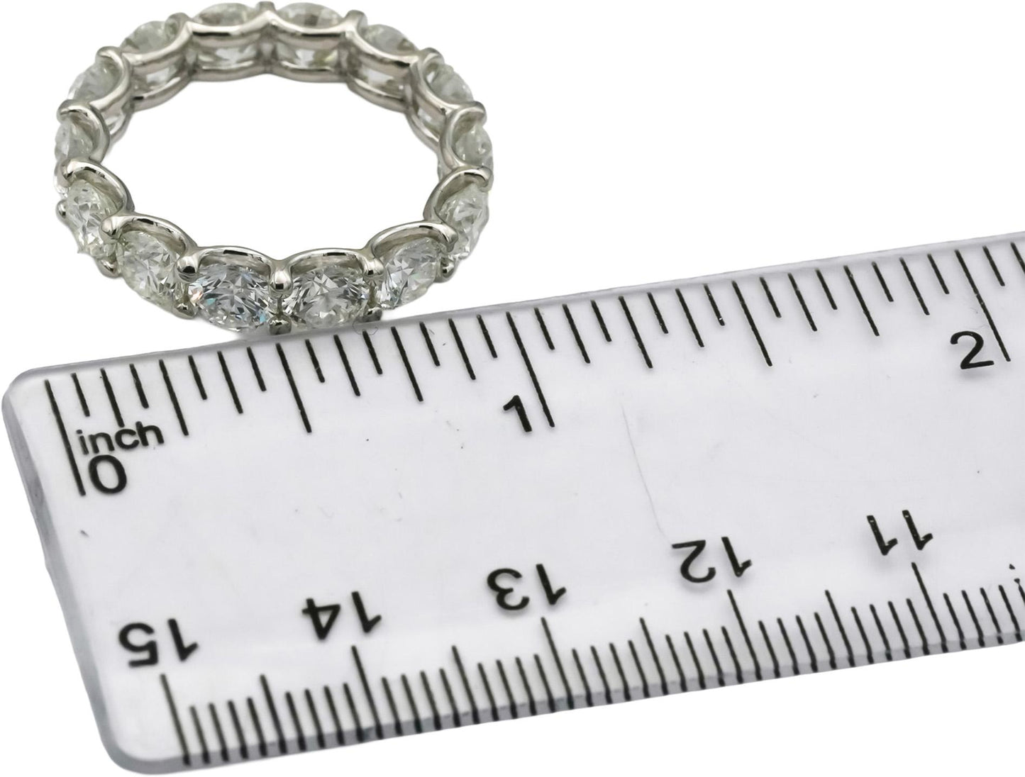 14k White Gold VS Round Natural Diamond Eternity Band Ring 5.76CT Size 7.5