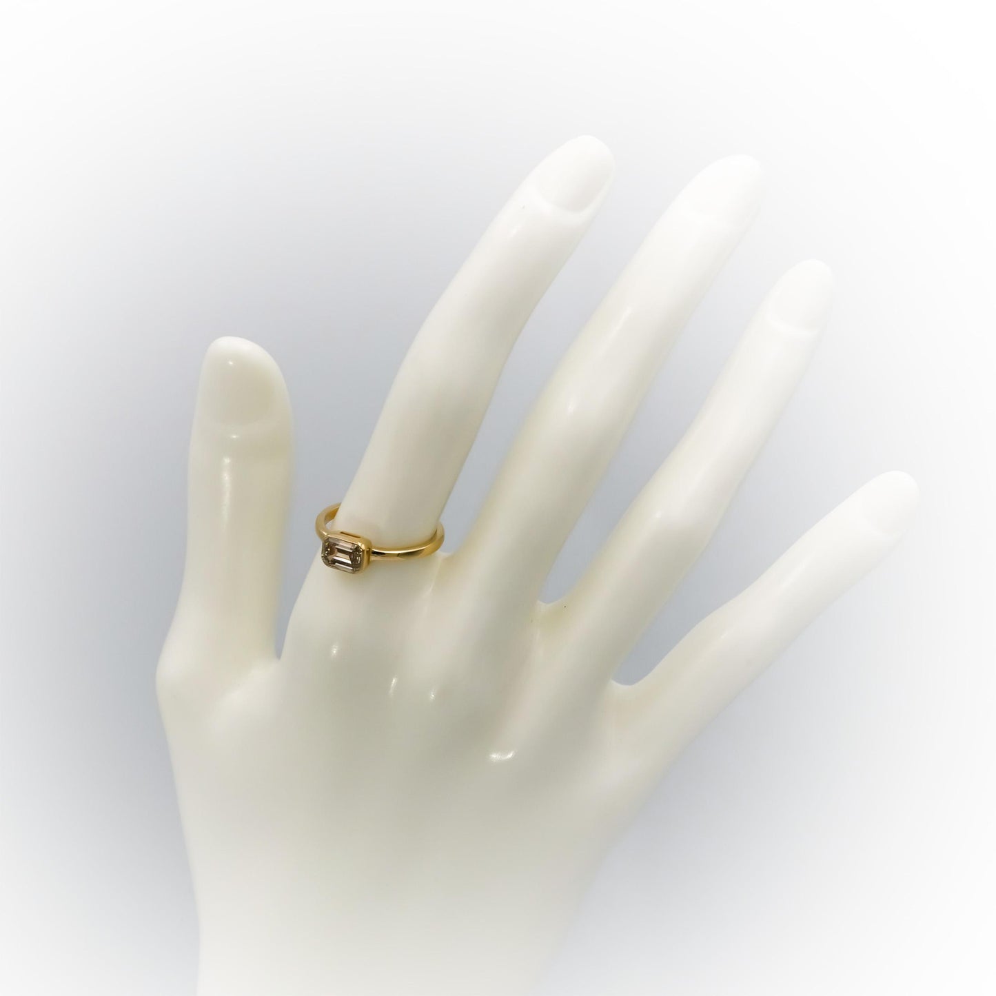 14k Yellow Gold Fancy Color Emerald Cut Diamond Solitaire Ring 1.01CT Size 6.5