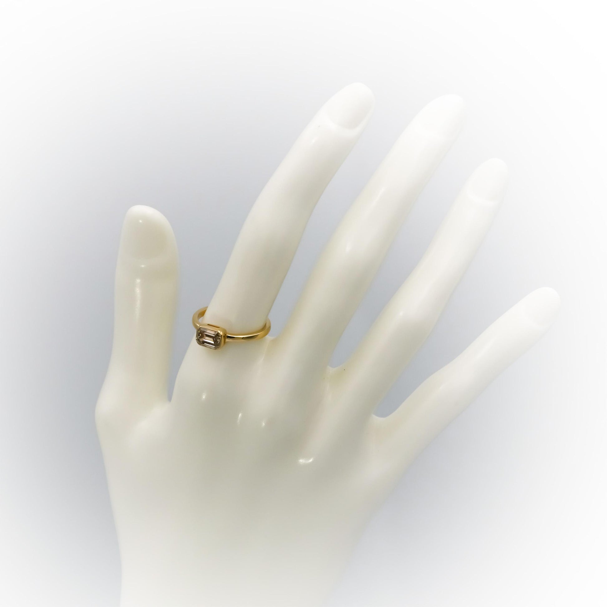 14k Yellow Gold Fancy Color Emerald Cut Diamond Solitaire Ring 1.01CT Size 6.5