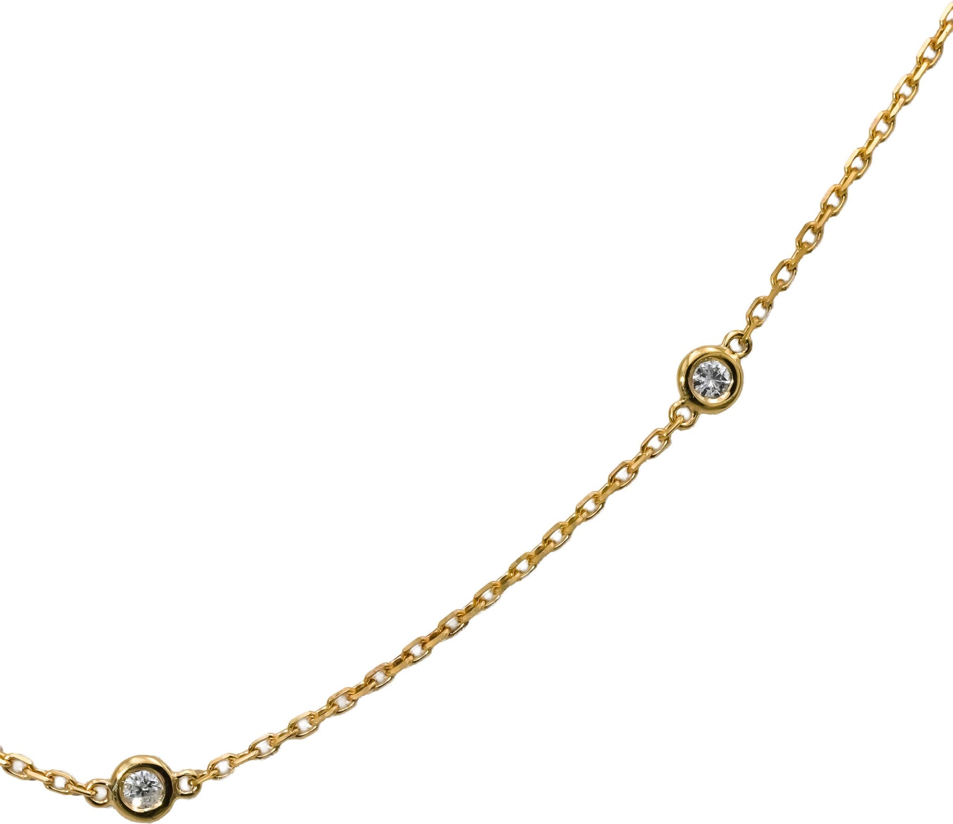 14k Yellow Gold Round Diamond By The Yard Chain Necklace 0.50CT