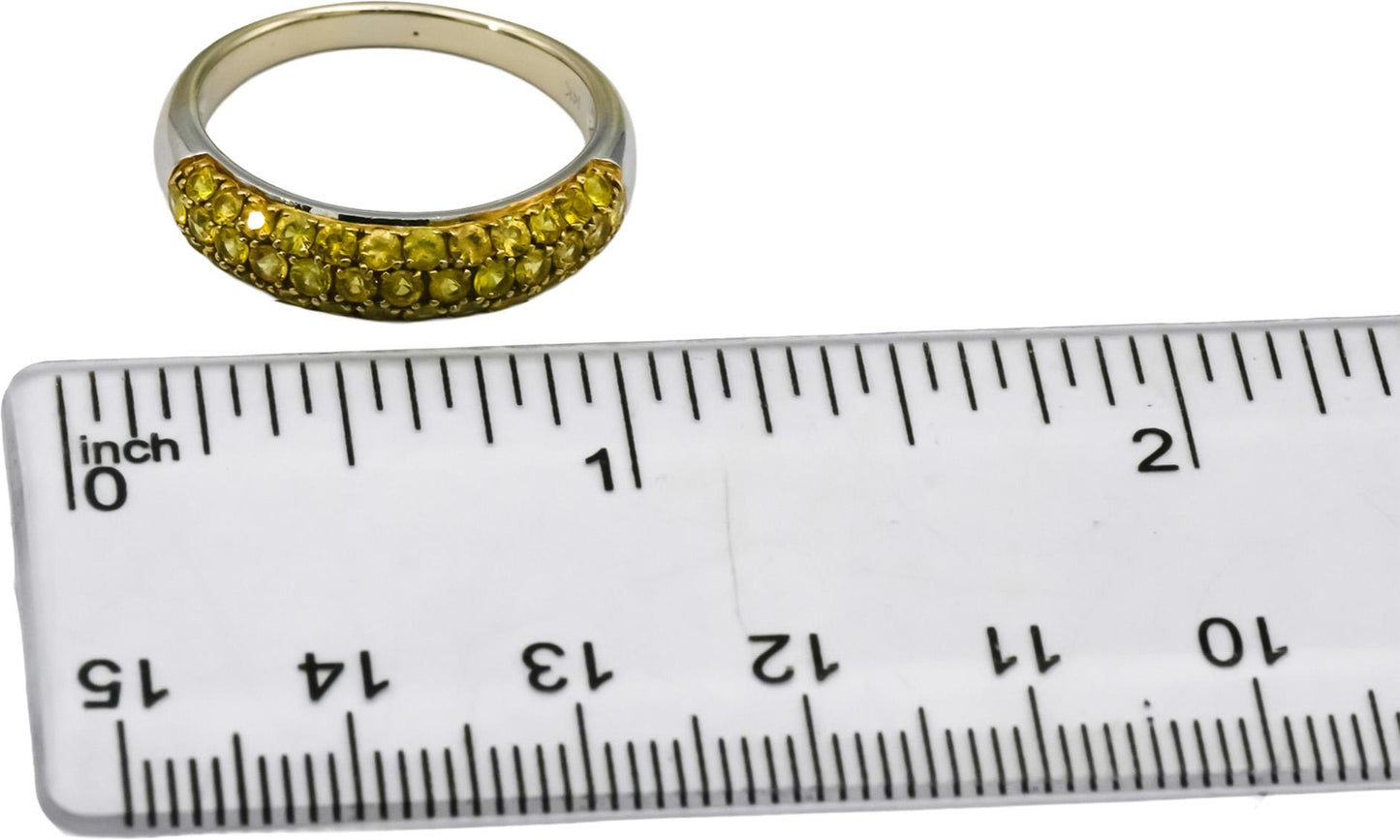 14k White Gold Round Yellow Sapphire Cluster Band Ring Size 8