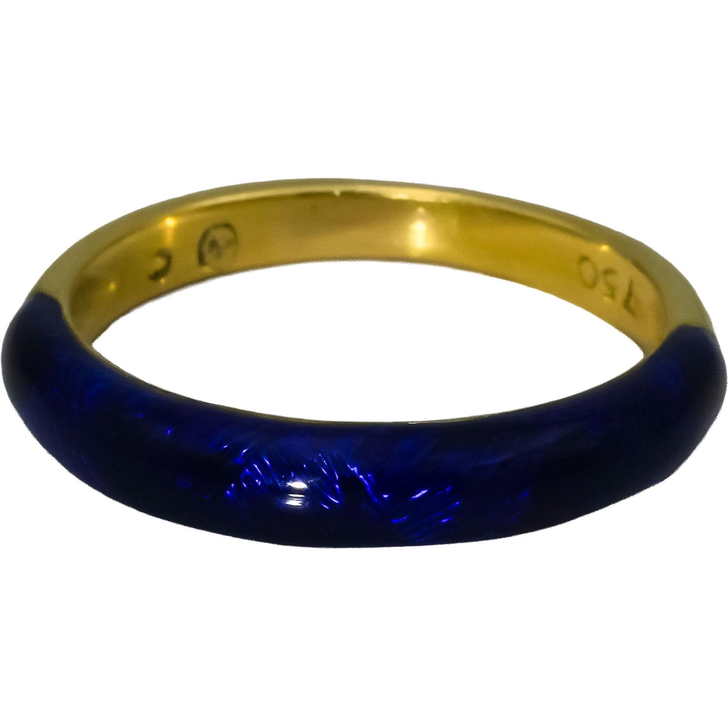 HIDALGO 18k Yellow Gold Blue Enamel Band Ring Size 6.25