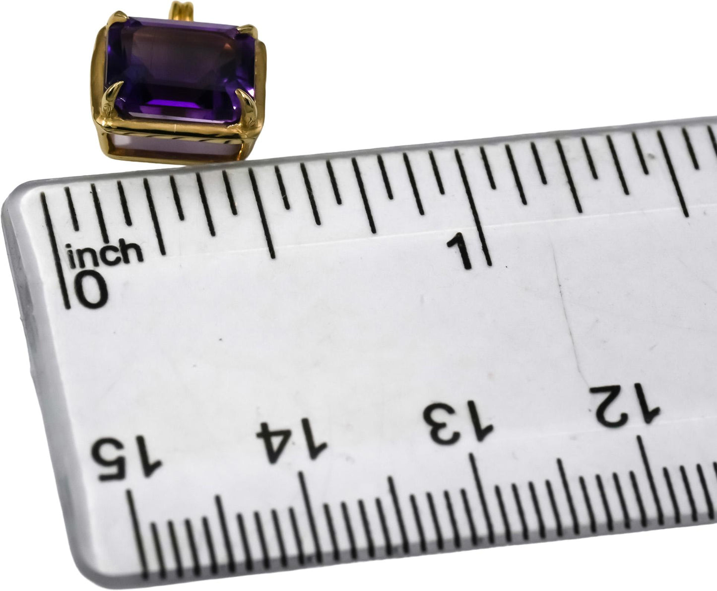 14k Yellow Gold Emerald Cut Amethyst Solitaire Pendant 2.0CT