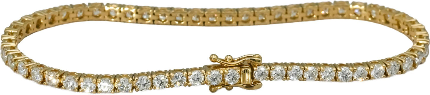 14k Yellow Gold Round Natural Diamond Tennis Bracelet 4.56CT