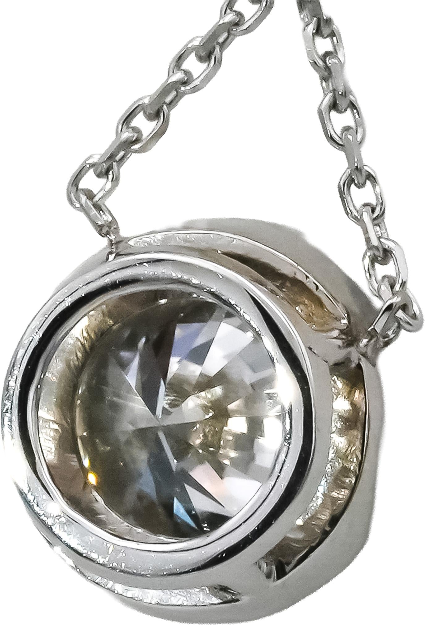 14k White Gold VS Round Lab-Grown Diamond Solitaire Pendant Necklace 1.56CT