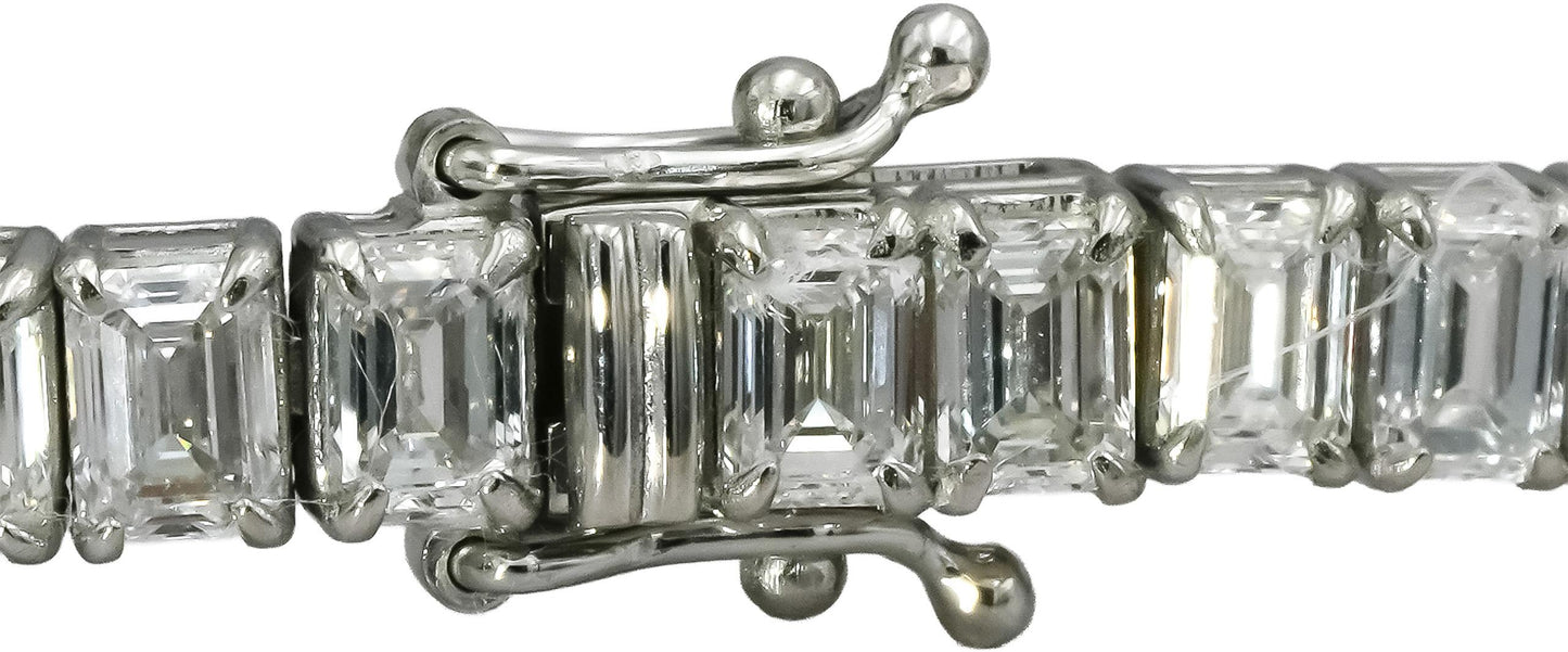 Platinum VS Emerald Cut Lab-Grown Diamond Tennis Bracelet 12.26CT