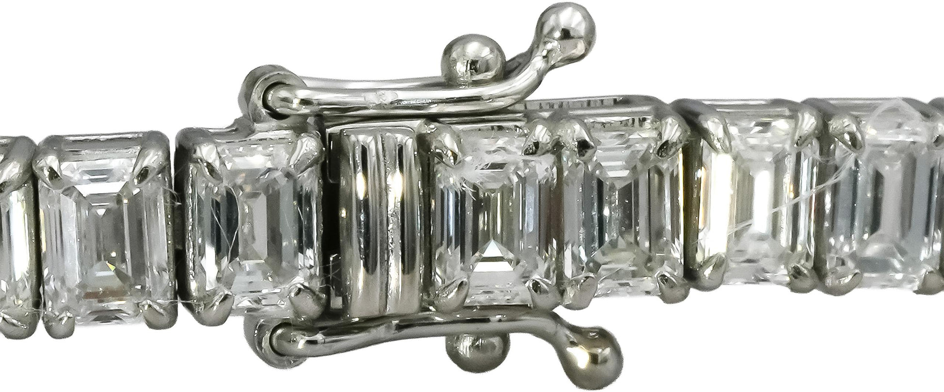 Platinum VS Emerald Cut Lab-Grown Diamond Tennis Bracelet 12.26CT