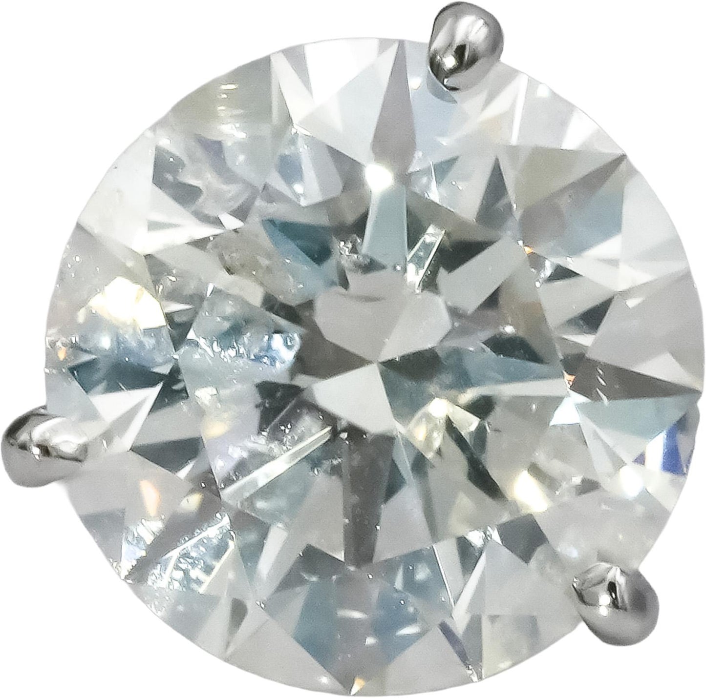 HRD Certified 14k White Gold Round Natural Diamond Martini Stud Earrings 6.02CT