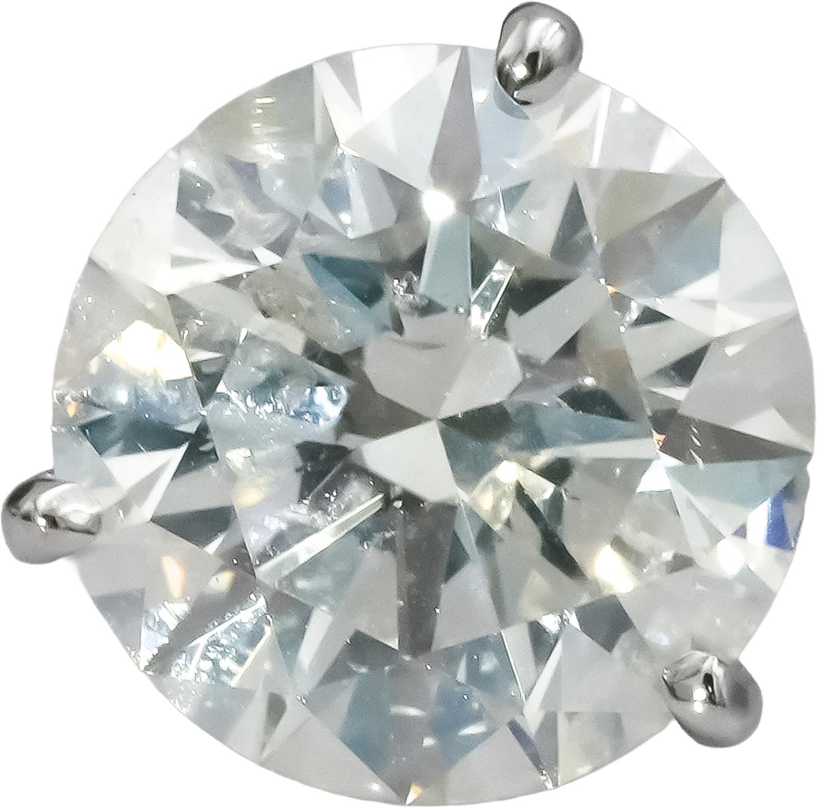 HRD Certified 14k White Gold Round Natural Diamond Martini Stud Earrings 6.02CT