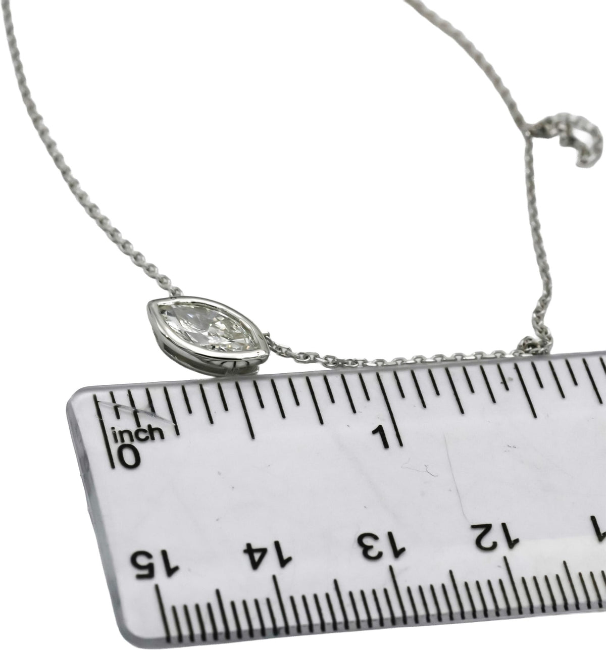 14k White Gold VS Marquise Lab-Grown Diamond Solitaire Pendant Necklace 0.95CT