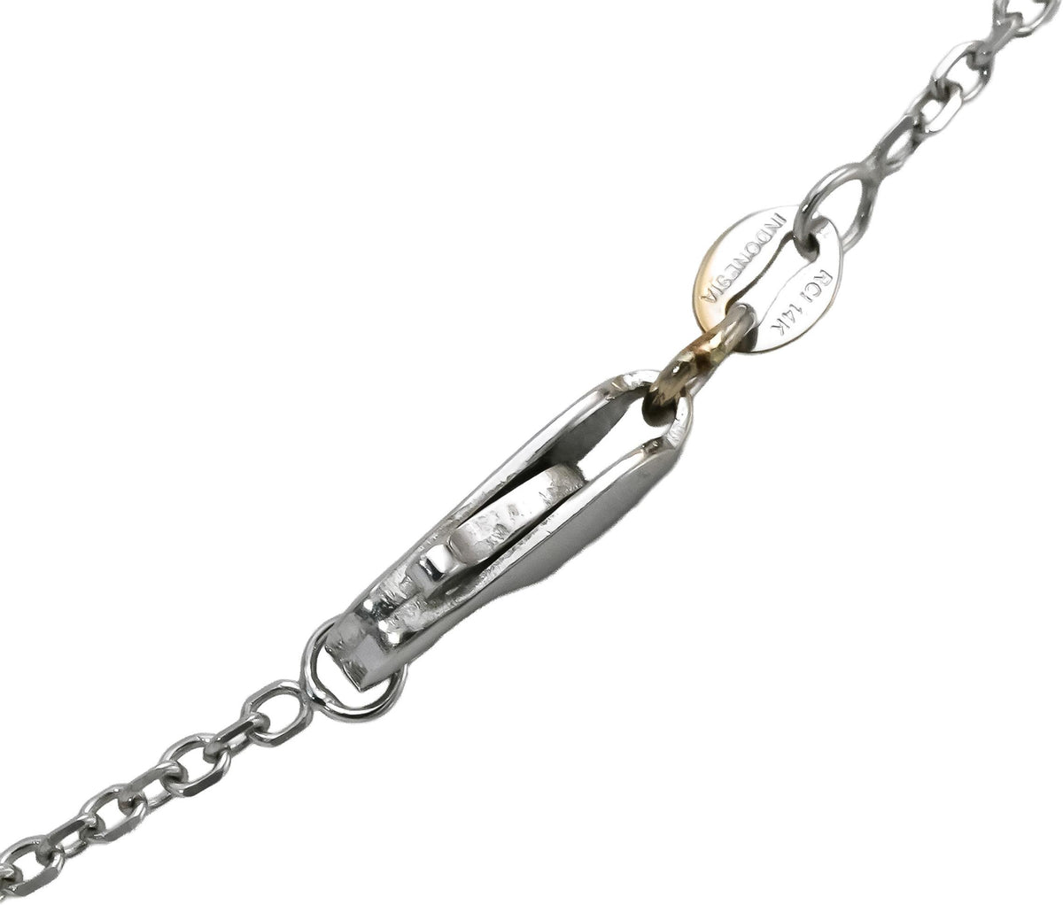 14k White Gold Diamond and Emerald Pendant Necklace 1.15CT