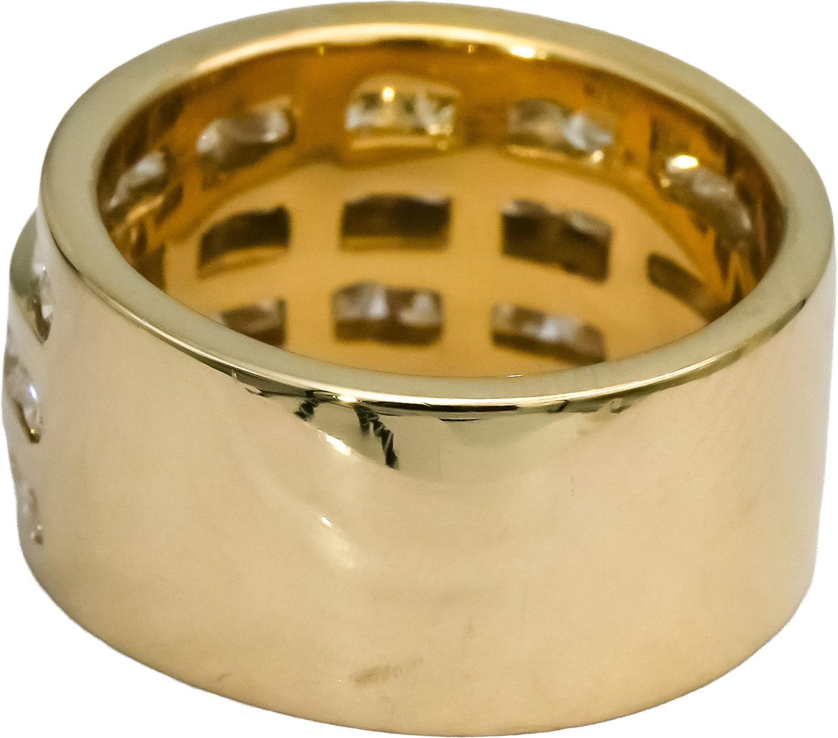 14k Yellow Gold VS Round Channel Set Three Row Band Ring 1.75CT Size 5.75