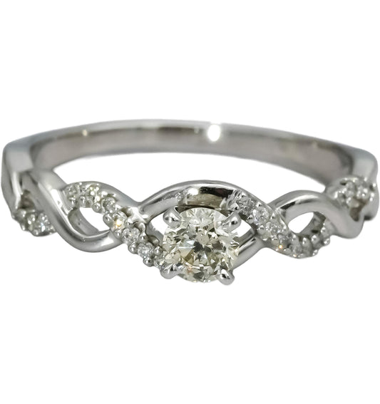 14k White Gold Round Diamond Engagement Ring 0.50CT w/ 0.40CT Center Size 9.25