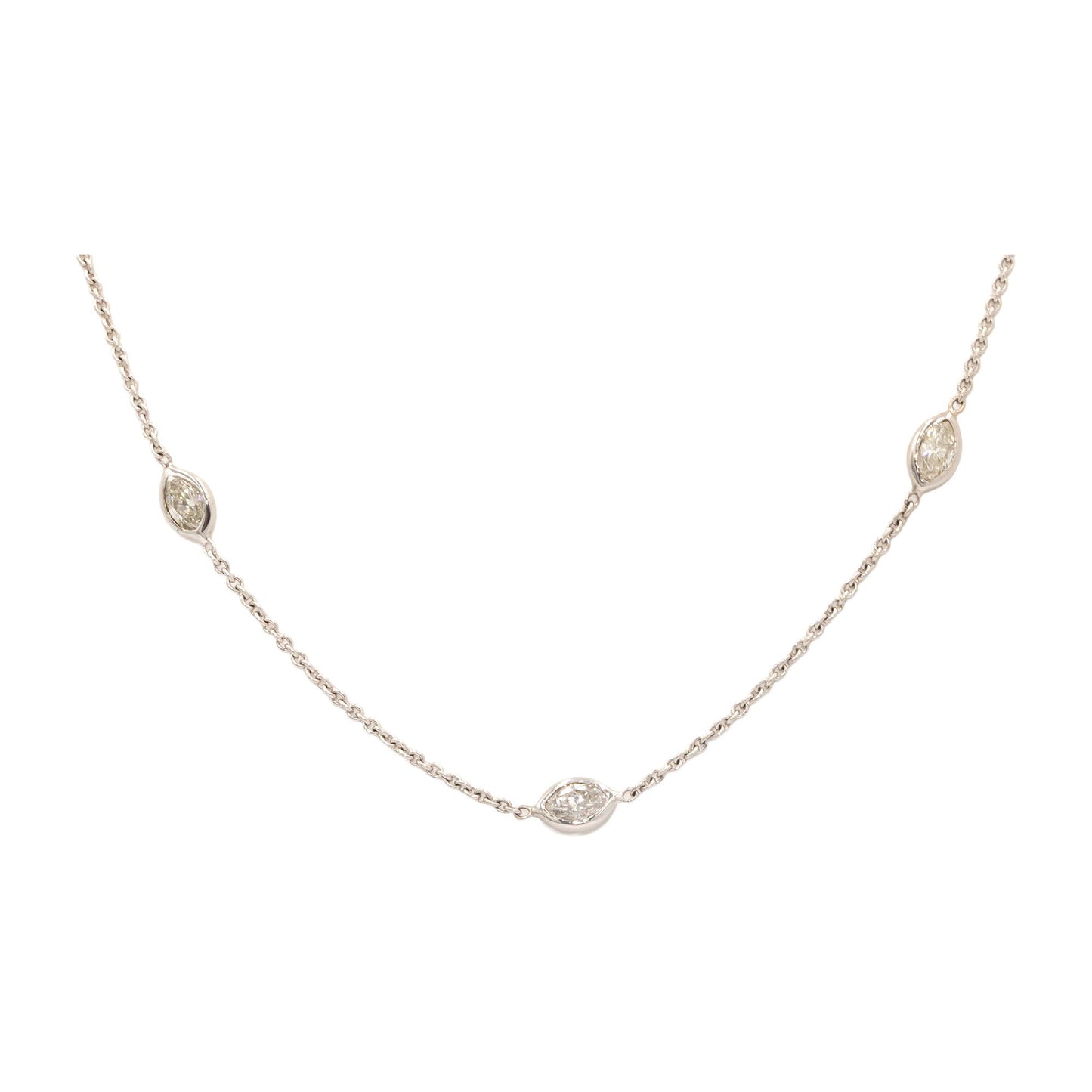 18k & 14kt White Gold 1.43CT Diamond By The Yard Chain Necklace
