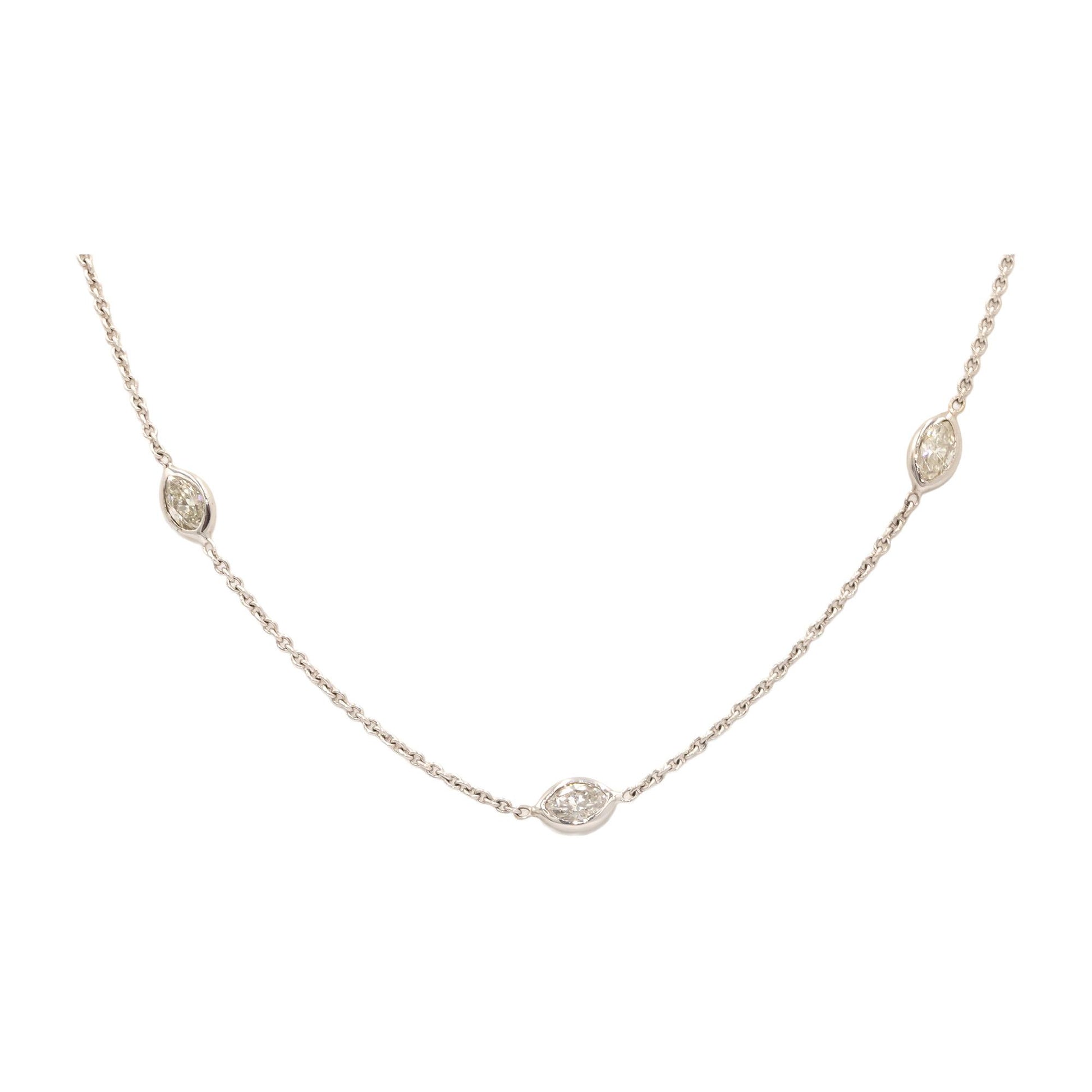 18k & 14kt White Gold 1.43CT Diamond By The Yard Chain Necklace