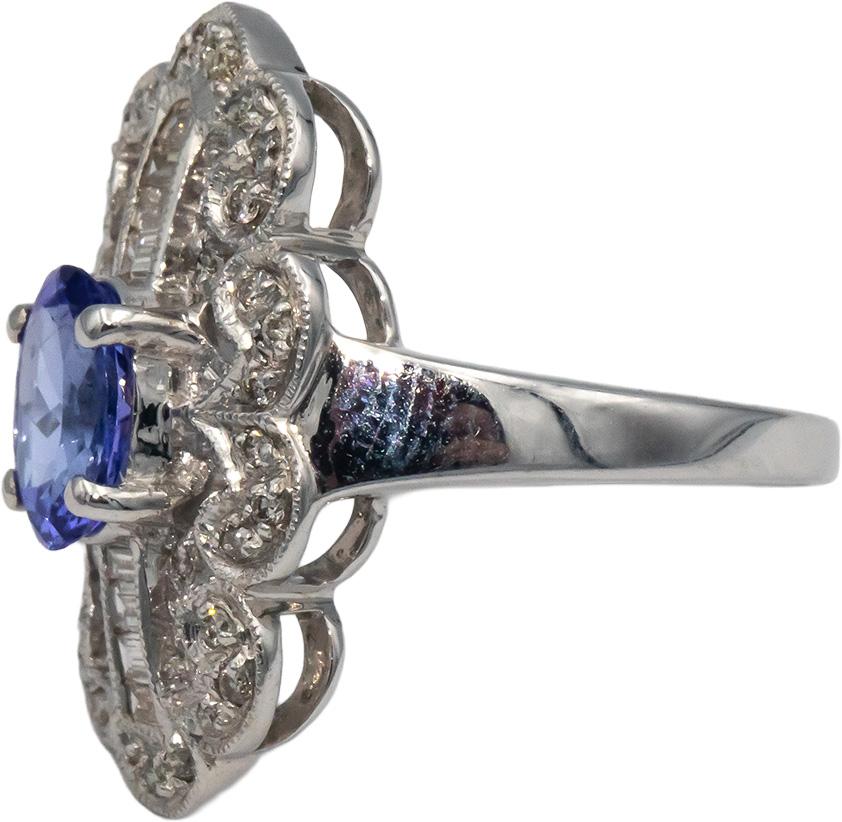 KALATI Designer 18k Gold 1.86CT Diamond and Tanzanite Filigree Ring Size 6.5