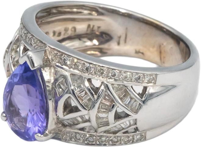 KALATI Designer 18k Gold 1.79CT Diamond and Tanzanite Cocktail Ring Size 6.25