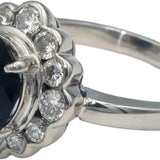 GIA Certified Platinum Diamond and Burma No Heat Sapphire Halo Ring 3.35CT