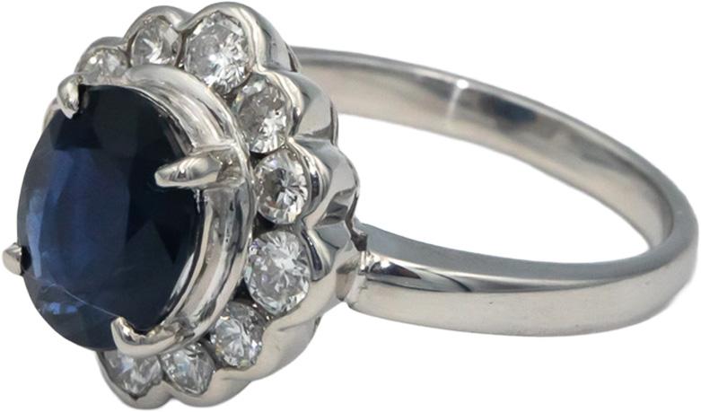 GIA Certified Platinum Diamond and Burma No Heat Sapphire Halo Ring 3.35CT