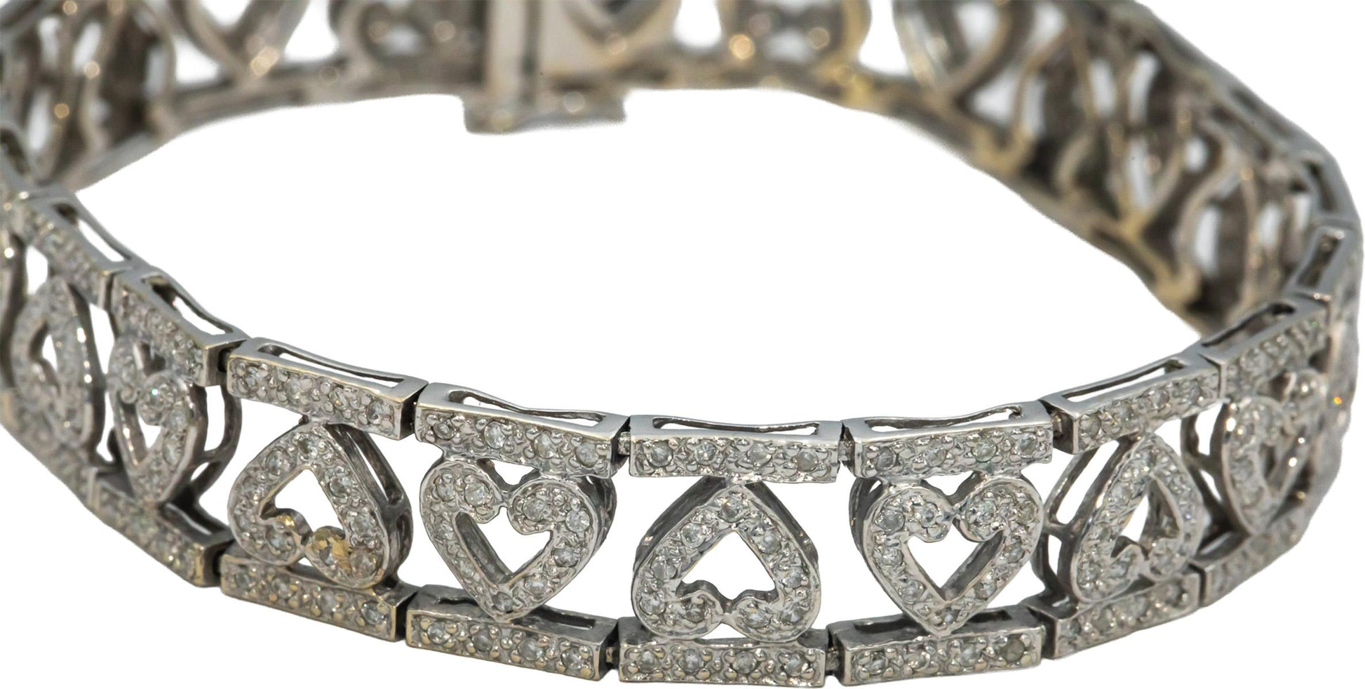 18k White Gold Jewelry Round Diamond Heart Bracelet 1.92CT