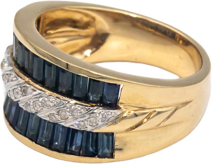14k Yellow Gold 2.62CT Diamond and Sapphire Band Ring Size 8