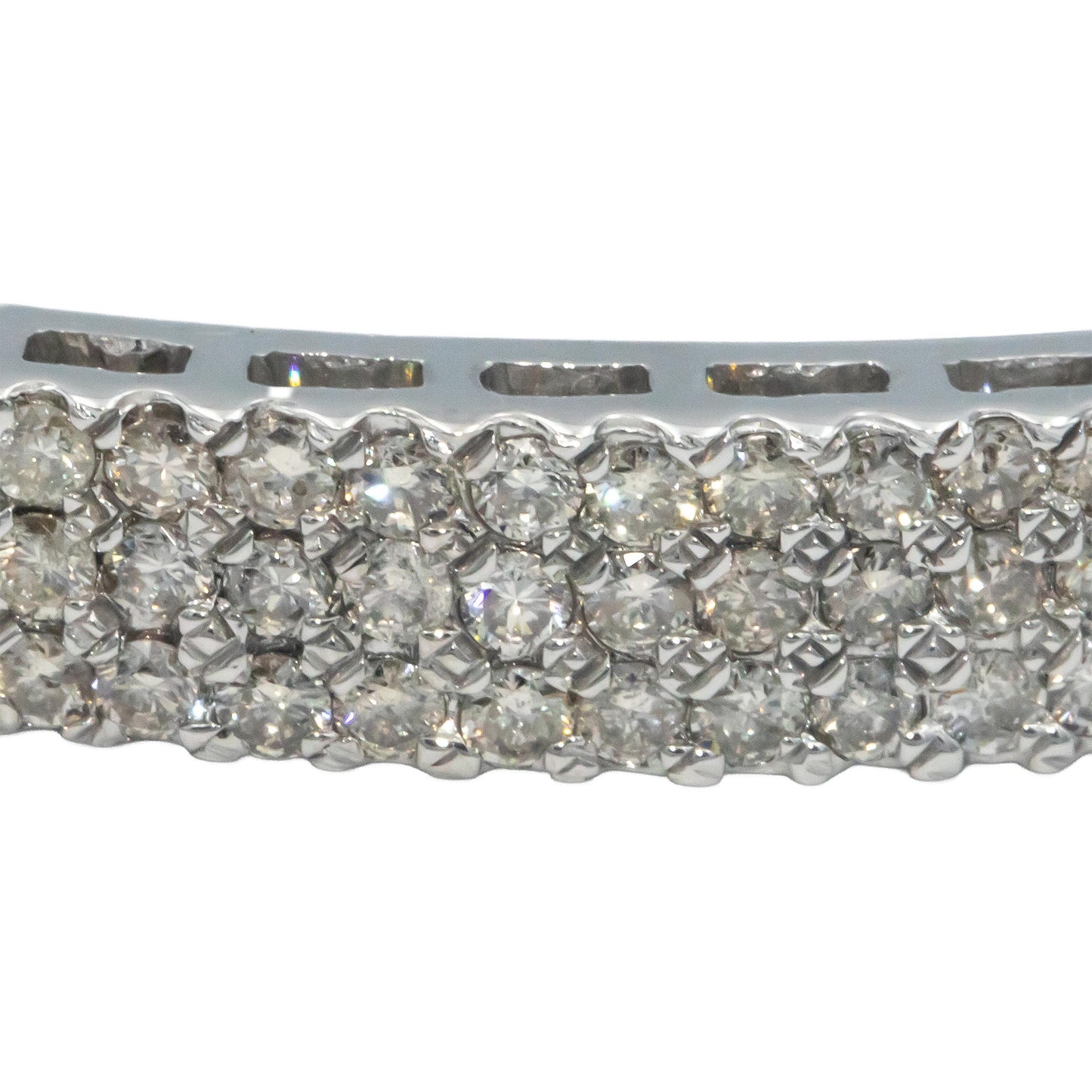 14k White Gold Round Diamond Cluster Bangle Bracelet 1.85CT