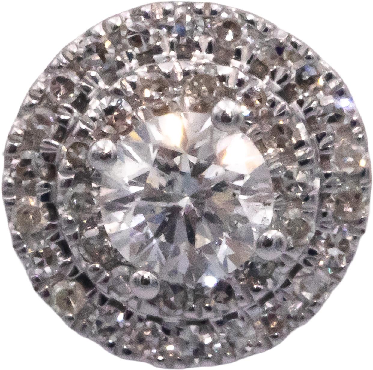 14k White Gold 1.0CT Diamond Cluster Halo Stud Earrings