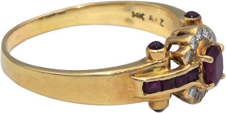14k Yellow Gold 0.45CT Diamond and Ruby Cocktail Ring Size 8.5