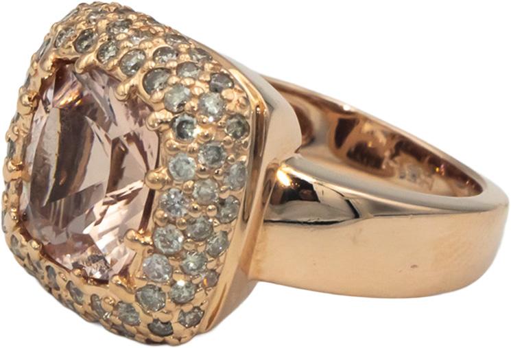 14k Rose Gold 4.55CT Diamond and Morganite Cluster Cocktail Ring Size 6