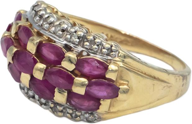 14k Yellow Gold 1.33CT Diamond and Ruby Band Ring Size 7.5