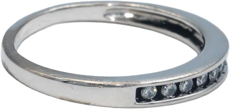 14k White Gold Round Channel Set Diamond Band Ring 0.16CT Size 8.5