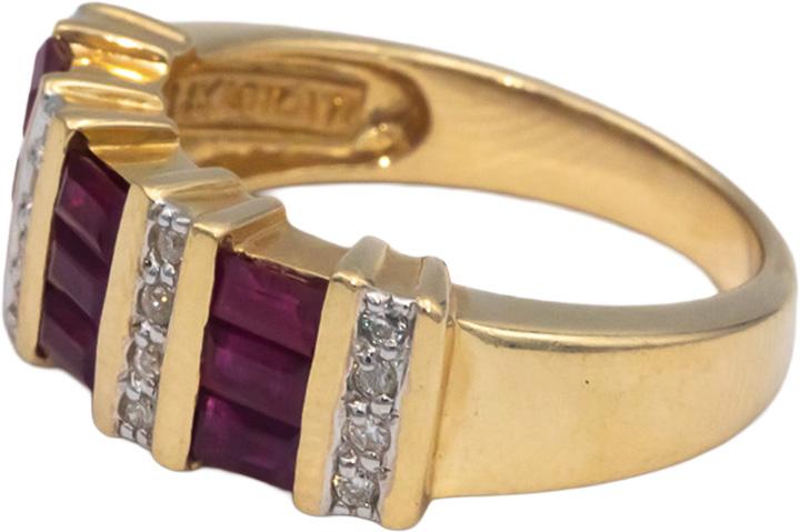 Designer 14k Yellow Gold 1.15CT Diamond and Ruby Band Ring Size 6.75