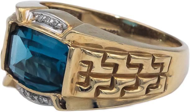 10k Yellow Gold 2.03CT Diamond and Topaz Men's Ring Size 10.25