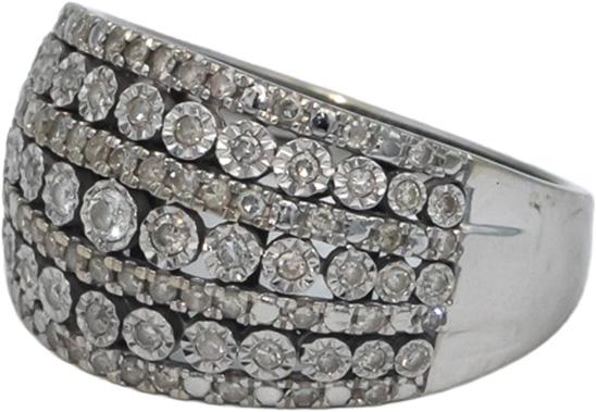 10k White Gold 0.50CT Round Cut Diamond Wide Band Ring Size 7