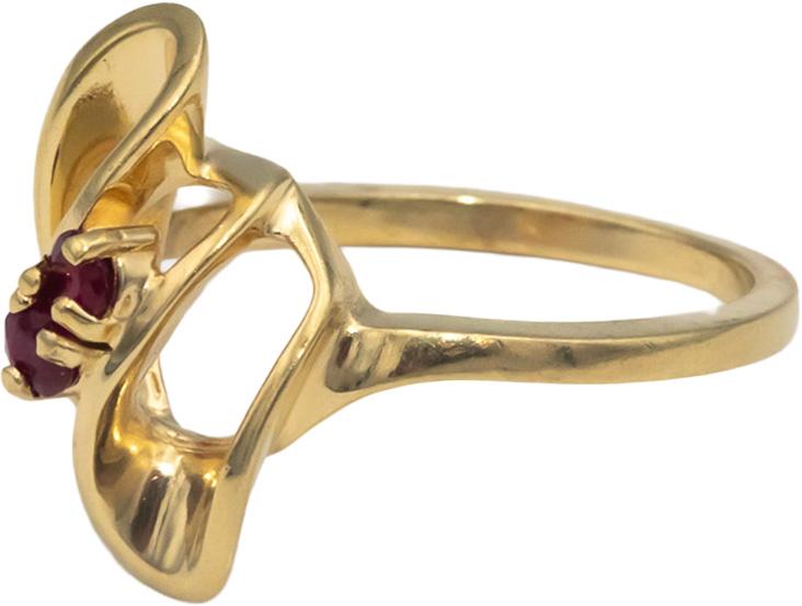14k Yellow Gold Jewelry Round Cut Ruby Cocktail Ring 0.10CT Size 6.75